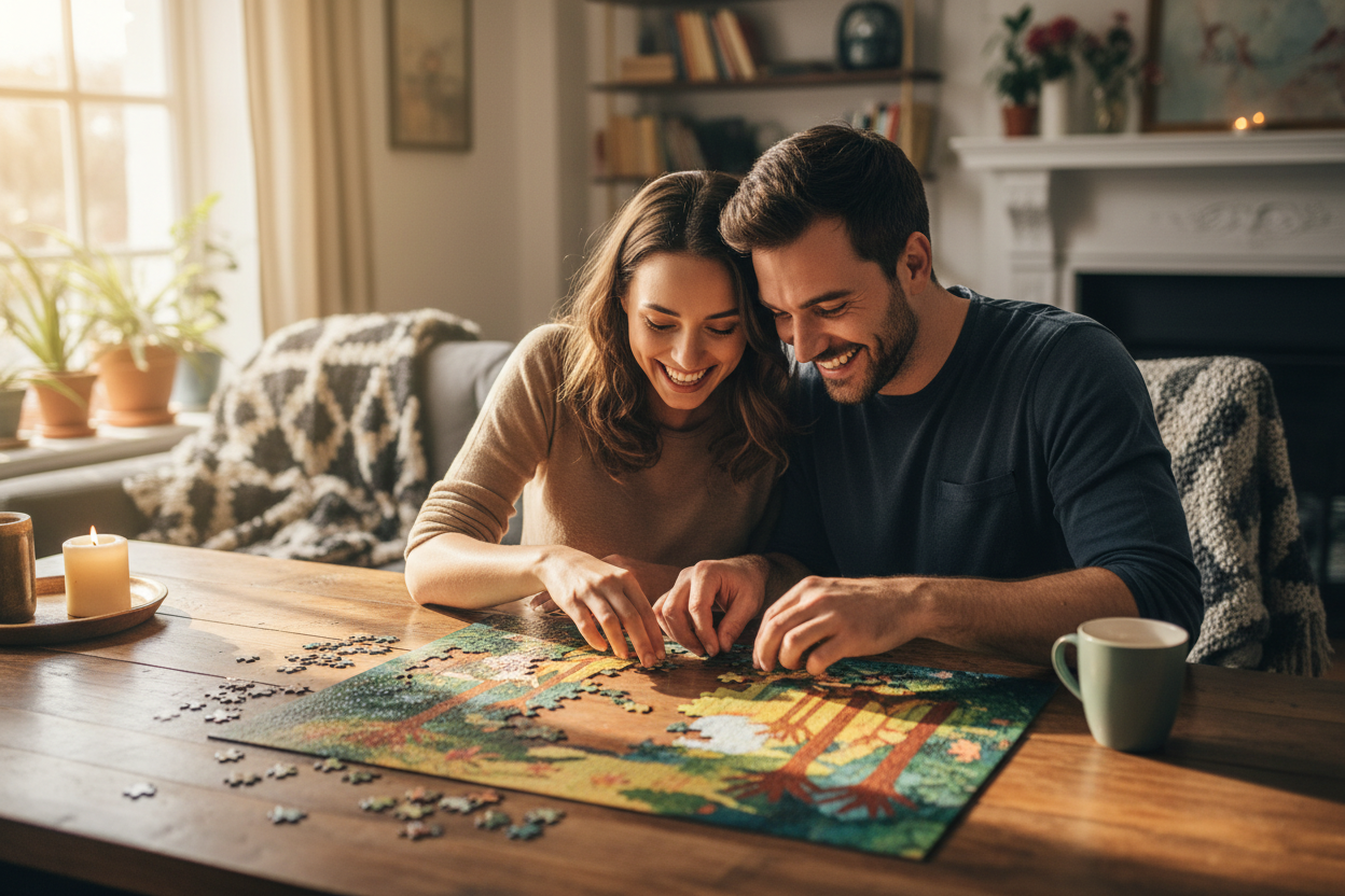 couples making puzzles